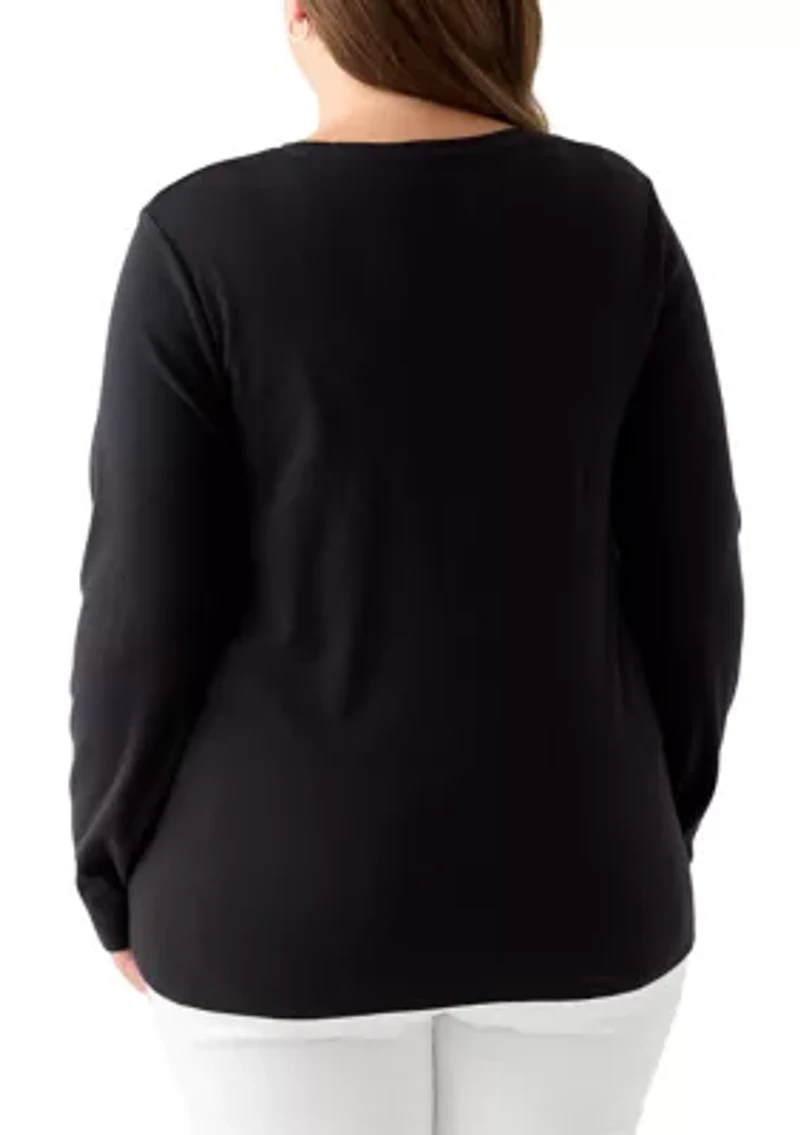 Plus Long Sleeve Holiday Graphic T-Shirt