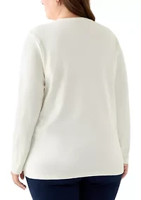 Plus Long Sleeve Holiday Graphic T-Shirt