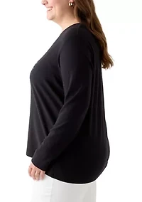 Plus Long Sleeve Holiday Graphic T-Shirt