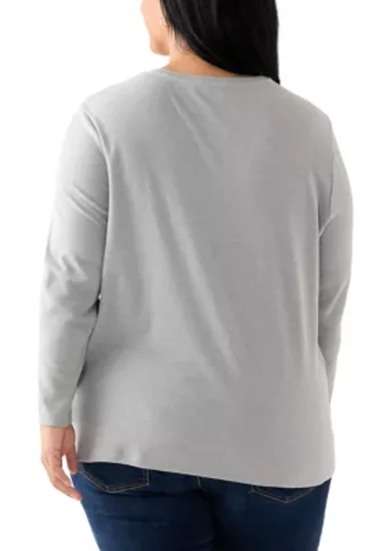Plus Long Sleeve Crew Neck Graphic Shirt