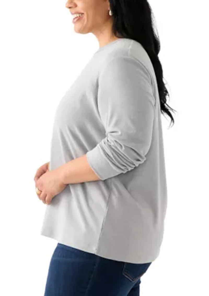 Plus Long Sleeve Crew Neck Graphic Shirt