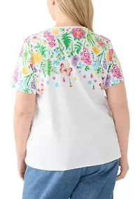 Plus Short Sleeve Crew Neck Placement Print T-Shirt