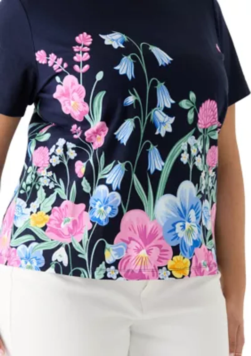 Plus Short Sleeve Crew Neck Placement Print T-Shirt