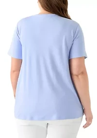 Plus Crew Neck Heather Graphic T-Shirt