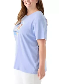Plus Crew Neck Heather Graphic T-Shirt