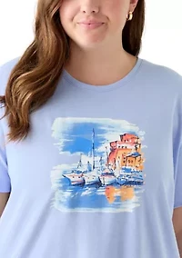 Plus Crew Neck Heather Graphic T-Shirt
