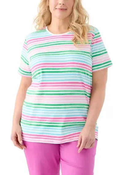 Plus Stripe Printed T-Shirt