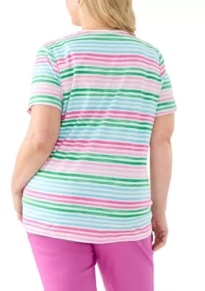 Plus Stripe Printed T-Shirt
