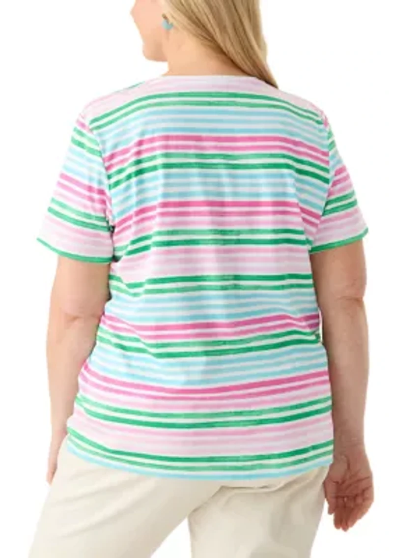 Plus Stripe Printed T-Shirt