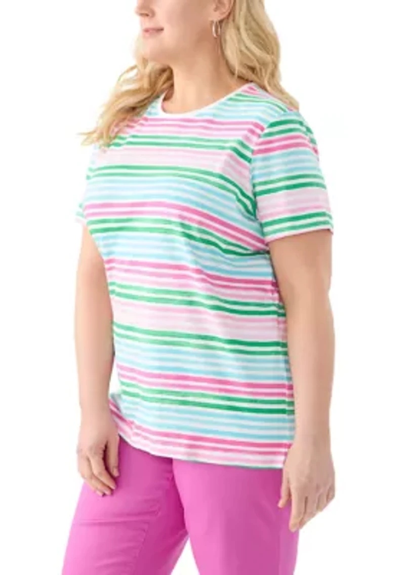 Plus Stripe Printed T-Shirt
