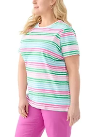 Plus Stripe Printed T-Shirt