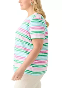 Plus Stripe Printed T-Shirt