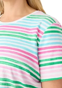 Plus Stripe Printed T-Shirt