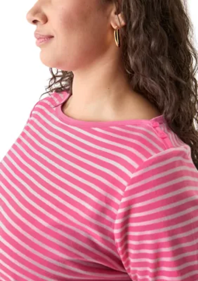 Plus Striped Boat Neck Top