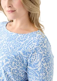 Plus Trim Border Printed Top