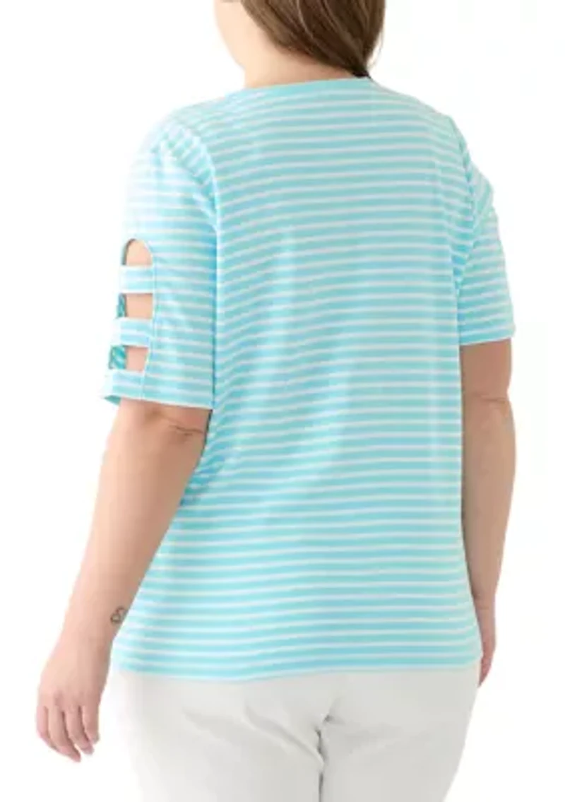 Plus Elbow Ladder Sleeve Top