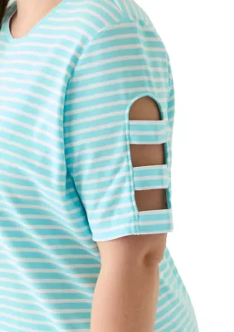 Plus Elbow Ladder Sleeve Top