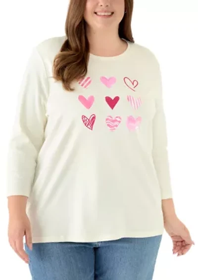 Plus 3/4 Sleeve Graphic Shirt