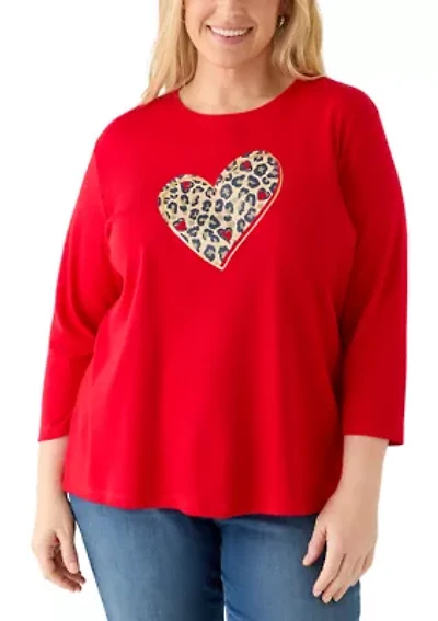 Plus 3/4 Sleeve Graphic Shirt