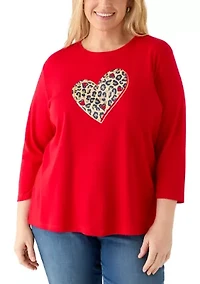 Plus 3/4 Sleeve Graphic Shirt