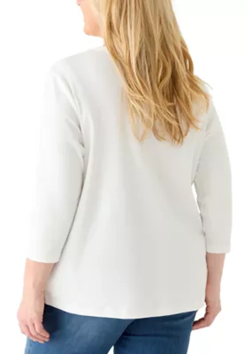 Plus 3/4 Sleeve Graphic Shirt