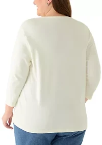 Plus 3/4 Sleeve Graphic Shirt