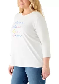 Plus 3/4 Sleeve Graphic Shirt