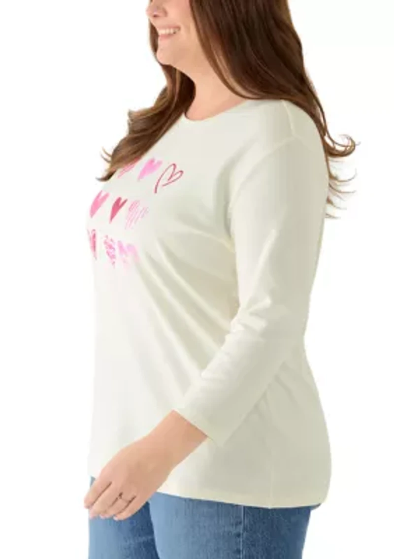 Plus 3/4 Sleeve Graphic Shirt