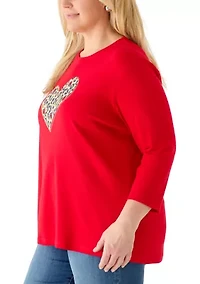 Plus 3/4 Sleeve Graphic Shirt