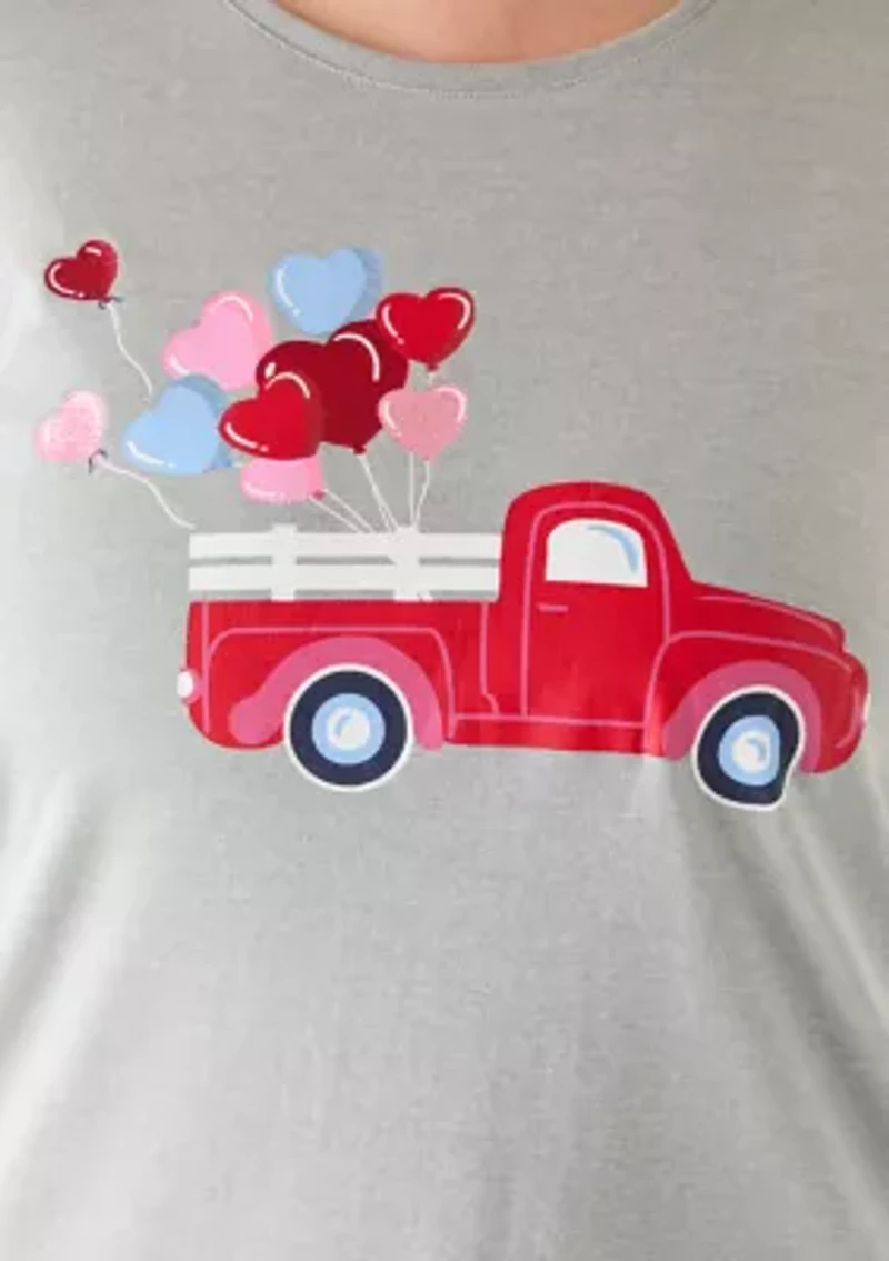 Plus Three-Quarter Sleeve Heather Graphic Top