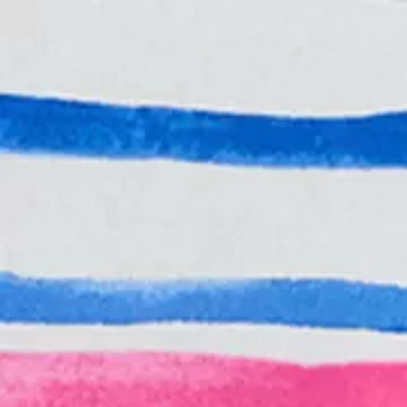 Plus 3/4 Sleeve Crew Neck Stripe Printed Top