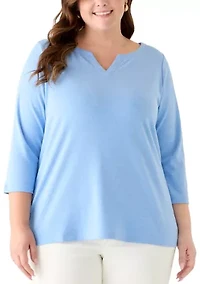 Plus Split Neck T-Shirt