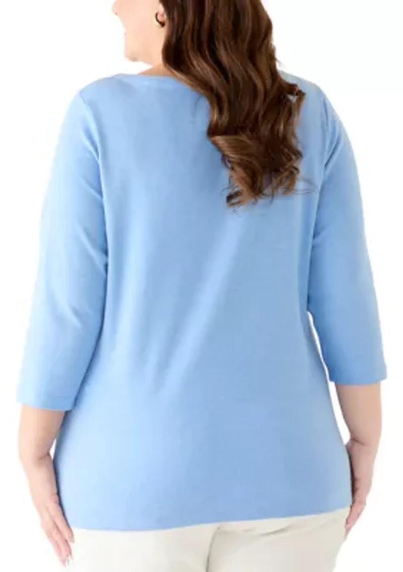 Plus Split Neck T-Shirt