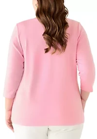 Plus Split Neck T-Shirt