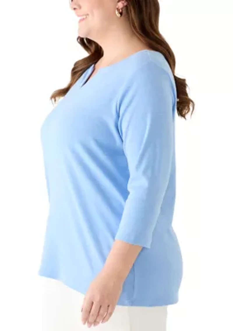 Plus Split Neck T-Shirt