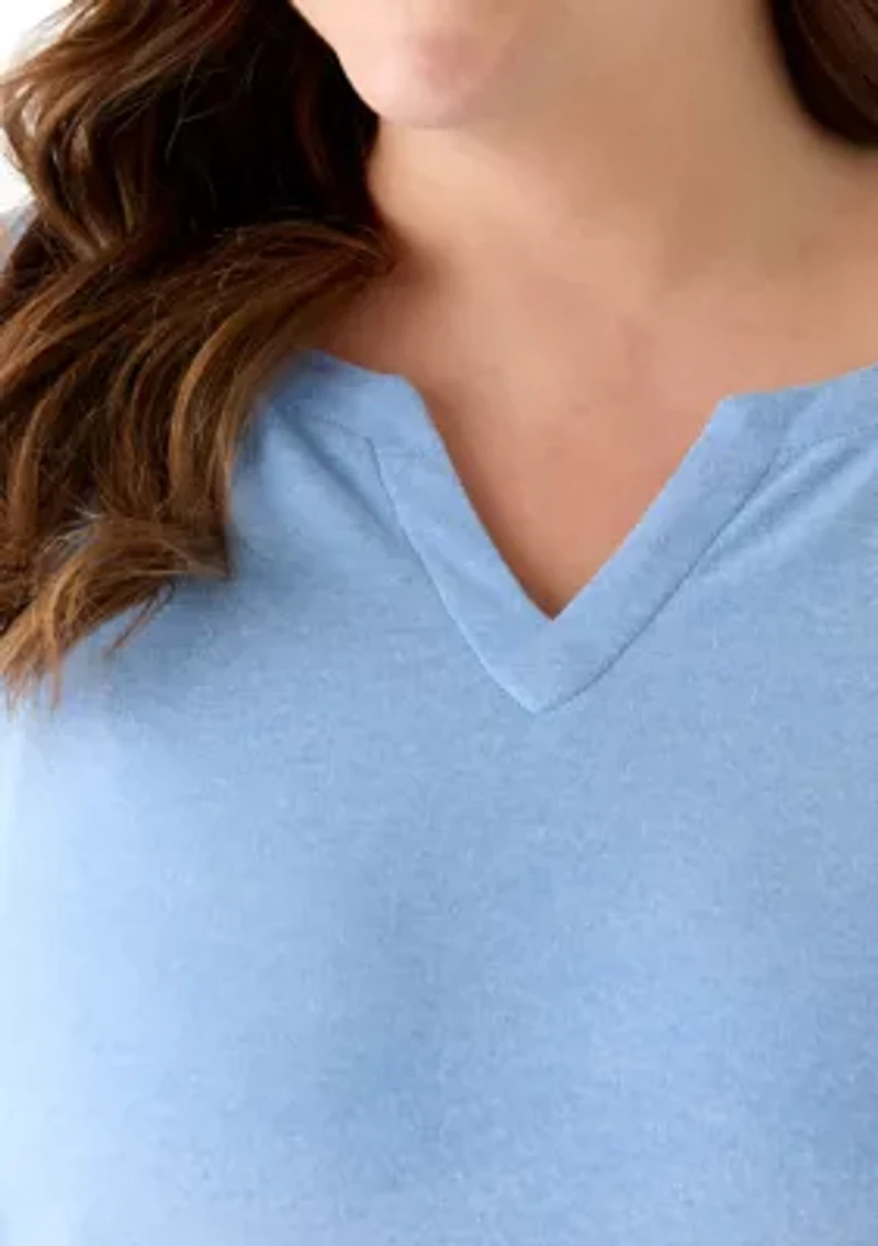 Plus Split Neck T-Shirt