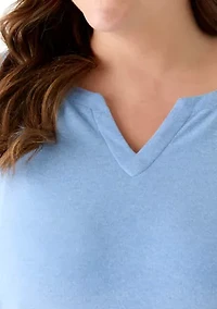 Plus Split Neck T-Shirt