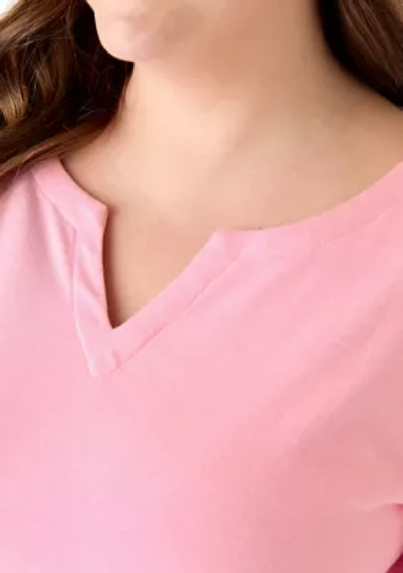 Plus Split Neck T-Shirt