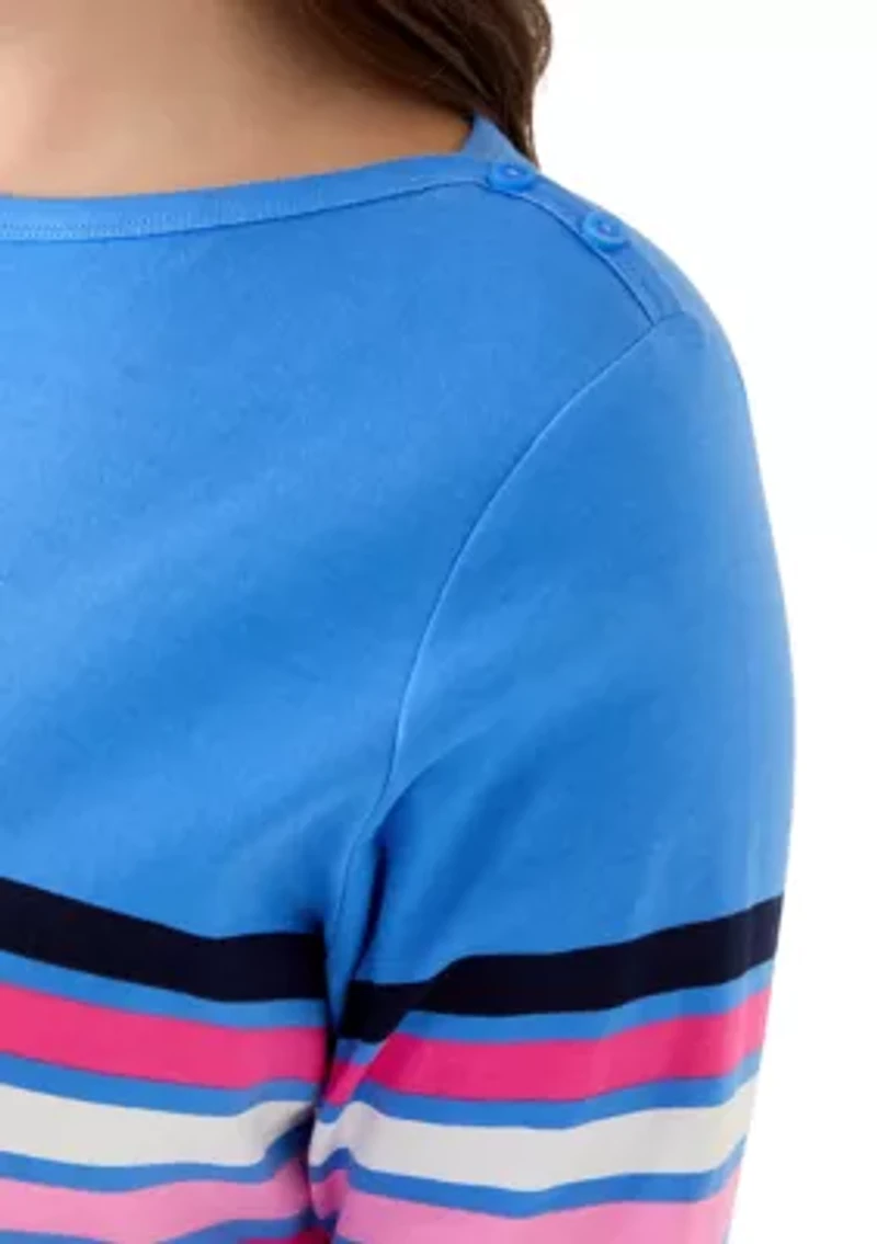 Plus Bateau Neck Printed Top