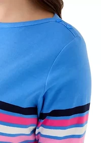 Plus Bateau Neck Printed Top