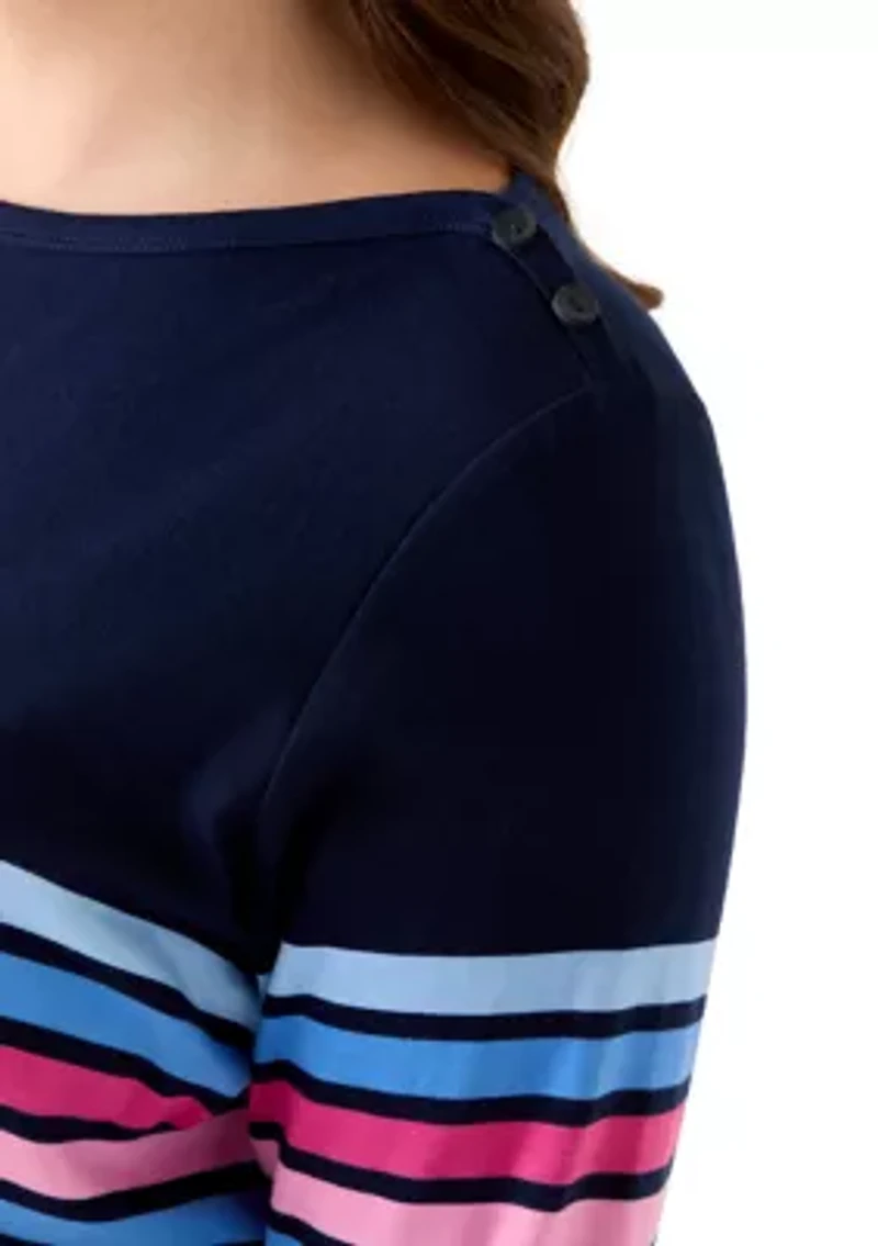 Plus Bateau Neck Printed Top