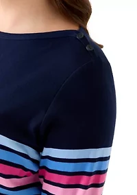 Plus Bateau Neck Printed Top