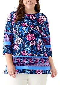 Plus Bateau Neck Tunic Top