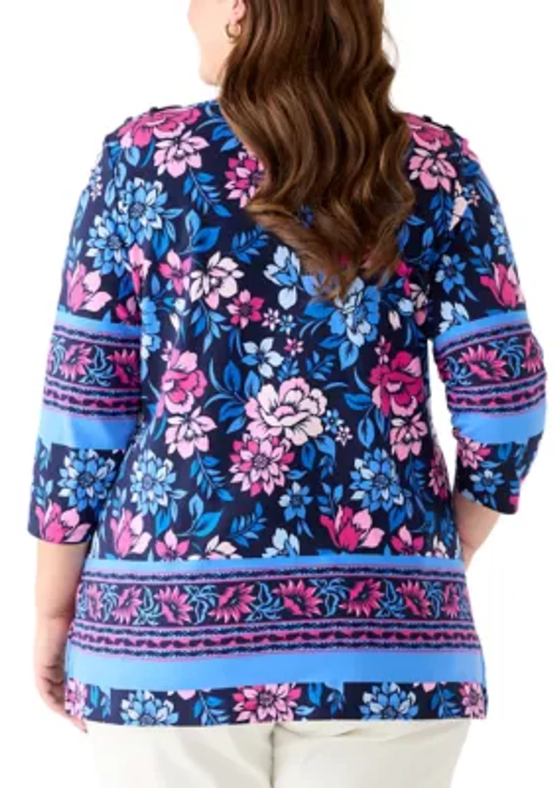 Plus Bateau Neck Tunic Top