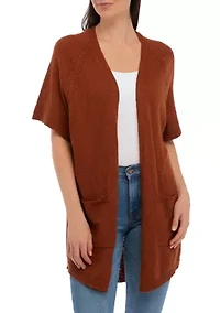 Women's Short Sleeve Solid Cardigan