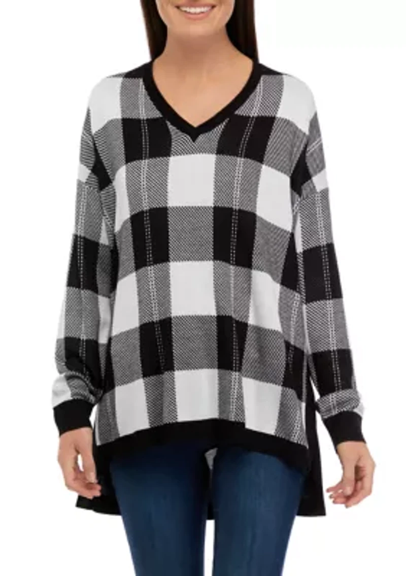 Women's Long Sleeve V-Neck Pullover Jacquard Sweater