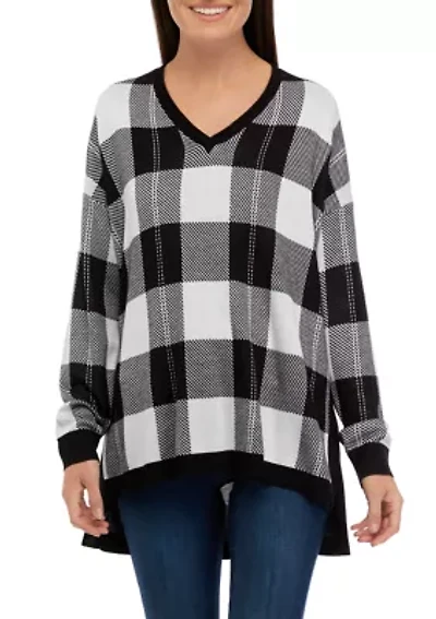 Women's Long Sleeve V-Neck Pullover Jacquard Sweater