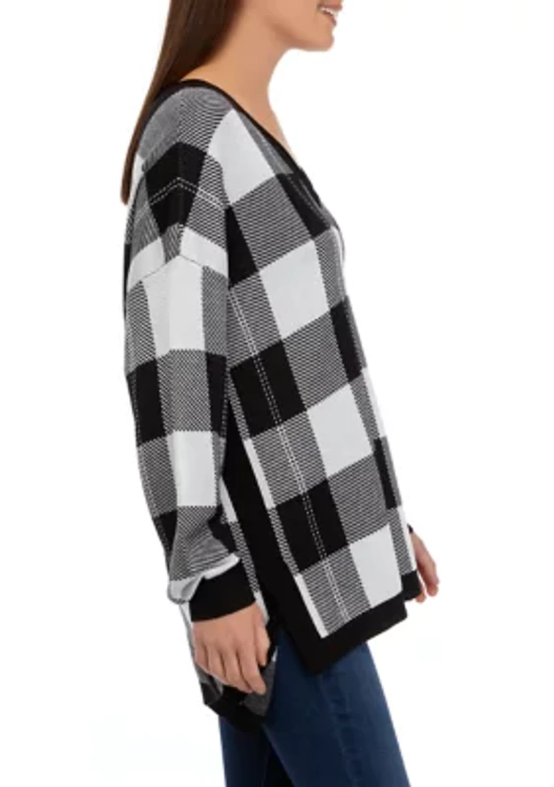 Women's Long Sleeve V-Neck Pullover Jacquard Sweater