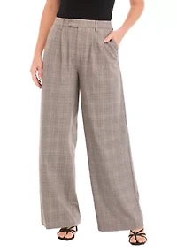 Women's High Rise Extended Tab Plaid Trouser Pants