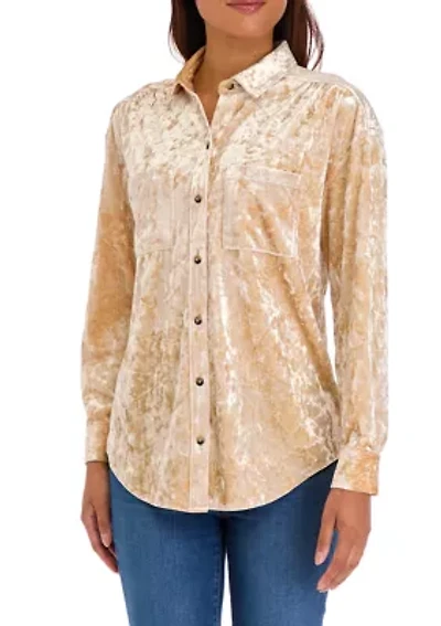 Women's Velour Button Down Shirt